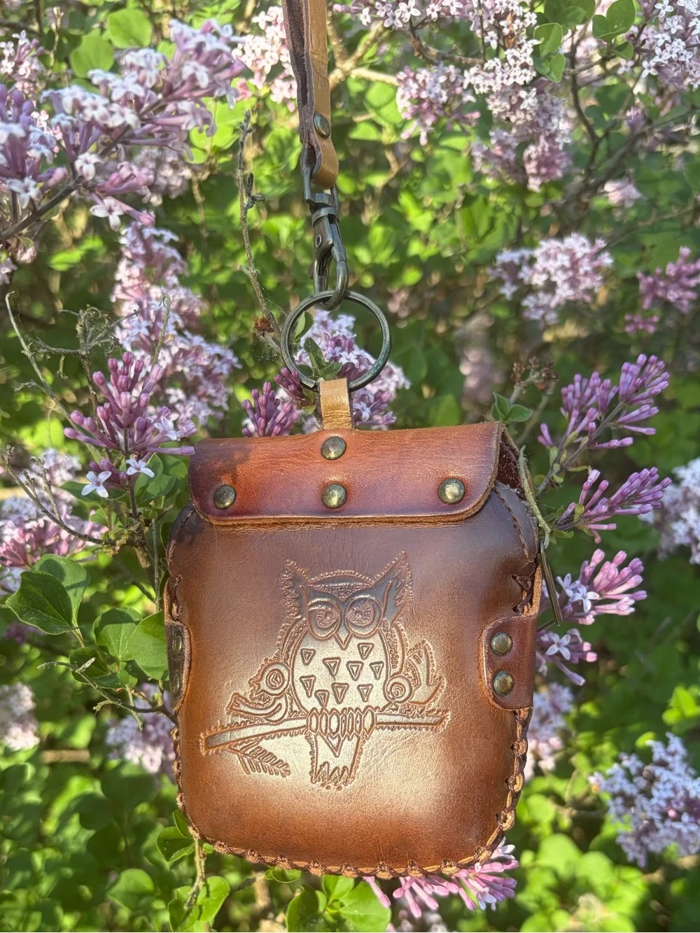 Hand Crafted owl wristlet